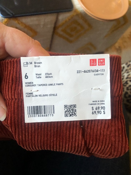 NWT UNIQLO INES DE LA FRESSANGE CORDUROY TAPERED ANKLE PANTS. NEW - Picture 5 of 13
